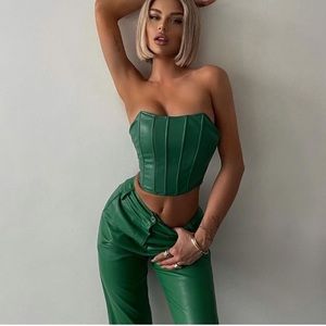 ZARA SOLID COLOR FAUX LEATHER PANTS